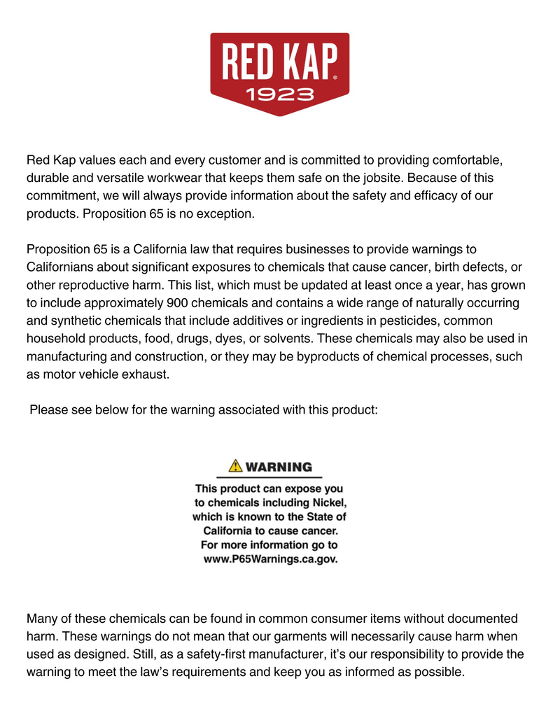 California Proposition 65 information