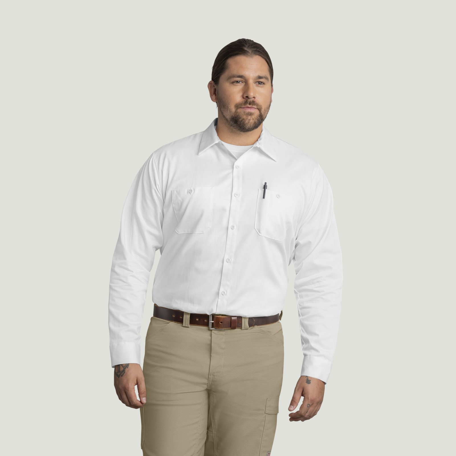 Men's Long Sleeve Cotton Work Shirt | Wrinkle-Resistant | Red Kap
