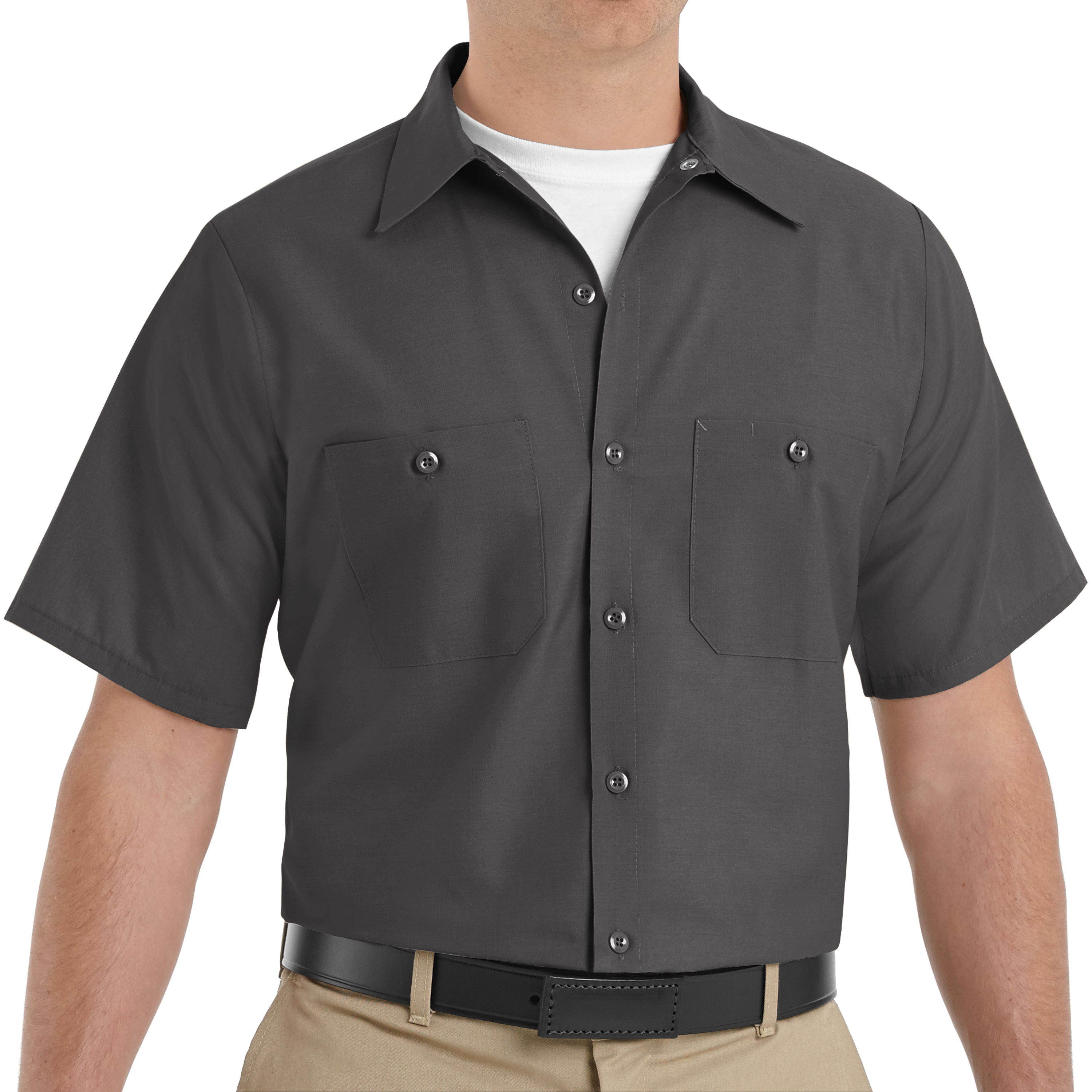 Large/Tall Short Sleeve Red Kap Mens Size Industrial Work Shirt White Regular Fit 